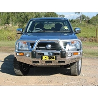ECB Silver Hammertone BullBar with Bumper Lights to suit Holden Rodeo RA LT 03/03 - 12/06
