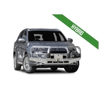 ECB Polished BullBar with Bumper Lights to suit Mitsubishi Outlander PHEV 04/18 - 07/21